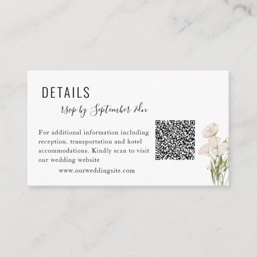 White Flowers Greenery Succulent Wedding Qr Code Enclosure Card