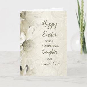 White Flowers Happy Easter Daughter Son in Law Holiday Card