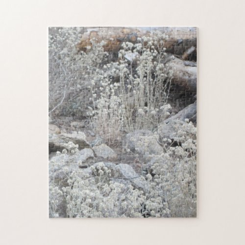 White flowers in forest jigsaw puzzle