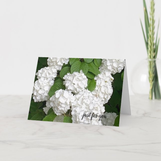White Flowers Just For You Card (Front)