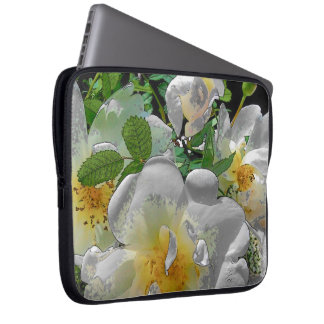 White Flowers Laptop Sleeve