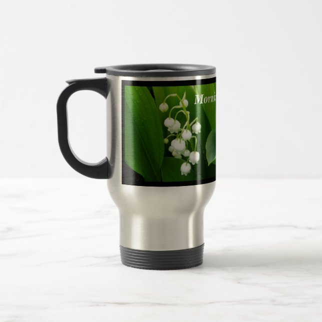 White Flowers Lily of the Valley Travel Mug (Left)