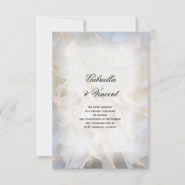 White Flowers Marriage / Elopement Announcement (Front)