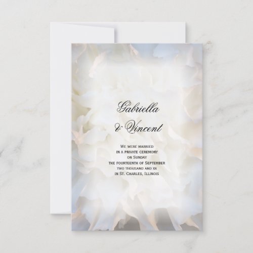 White Flowers Marriage  Elopement Announcement