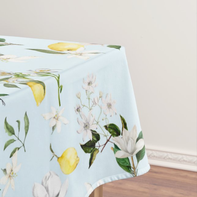 White flowers,Mediterranean,lemon    Tablecloth (In Situ)