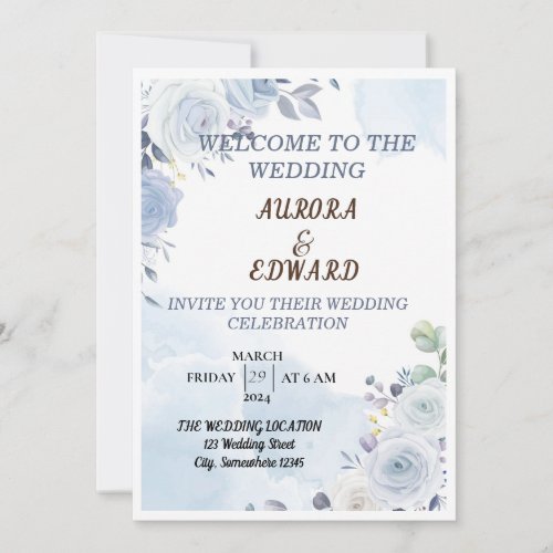 White Flowers Minimalist Wedding Invitation