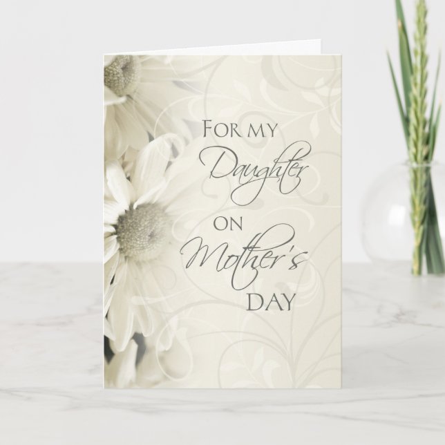 White Flowers Mother's Day Card for Daughter (Front)