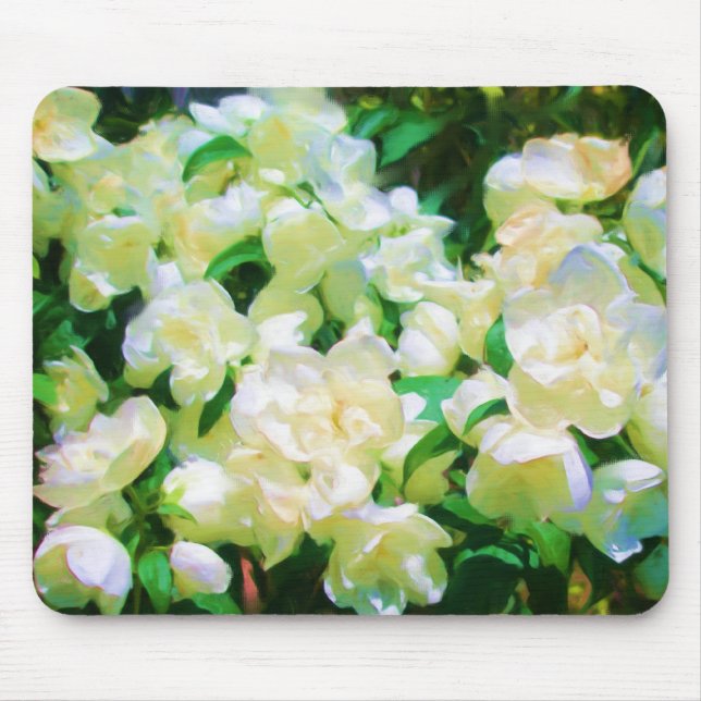 White Flowers Mousepad (Front)