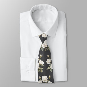 White Flowers on a Sharp Dressed Man Neck Tie