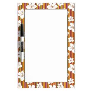 White flowers on a striped background Dry-Erase board