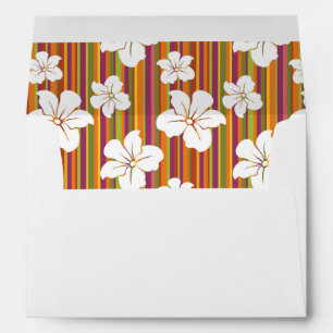 White flowers on a striped background envelope