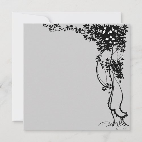 White Flowers on a Vine Vintage Art Invitation!