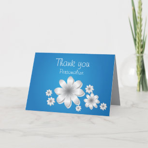 White Flowers on Baby Blue - Personalize Message Card