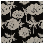 White flowers on black. fabric