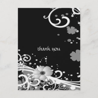 White Flowers on Black Postcard