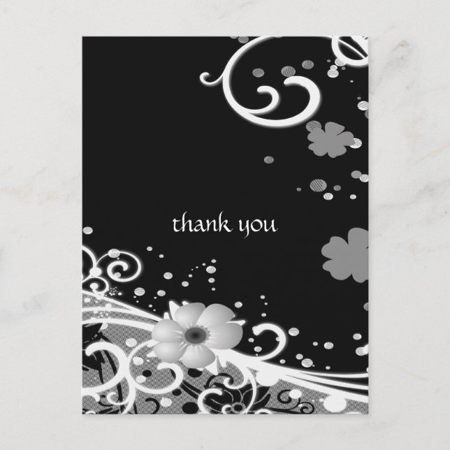 White Flowers on Black Postcard (Front)