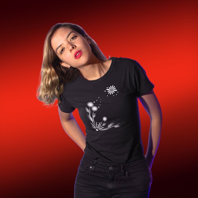 White Flowers on Black t-shirt (Creator Uploaded)