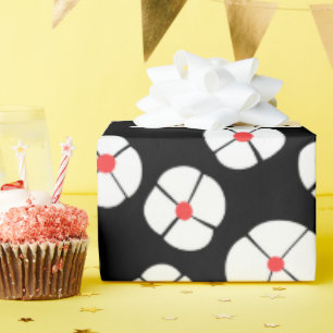 White Flowers On Black Wrapping Paper