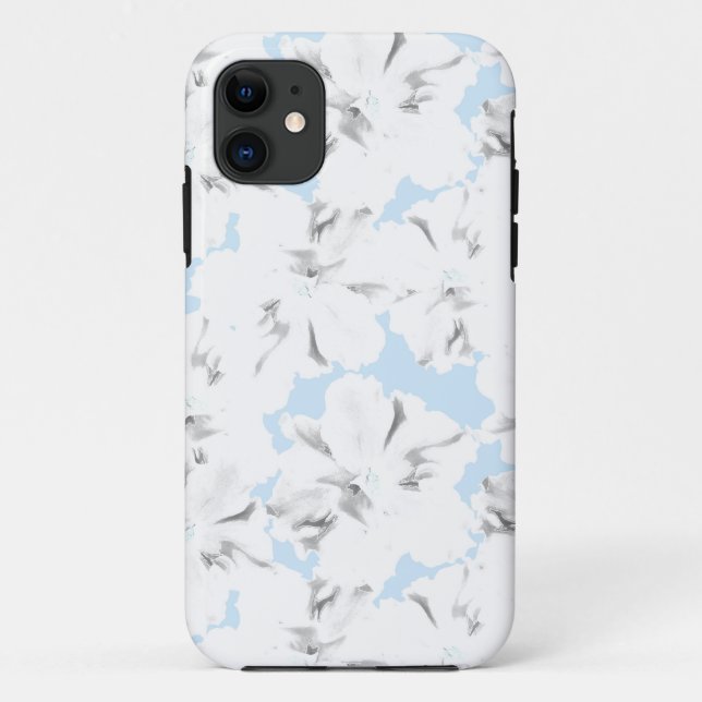 White flowers on light blue. Case-Mate iPhone case (Back)