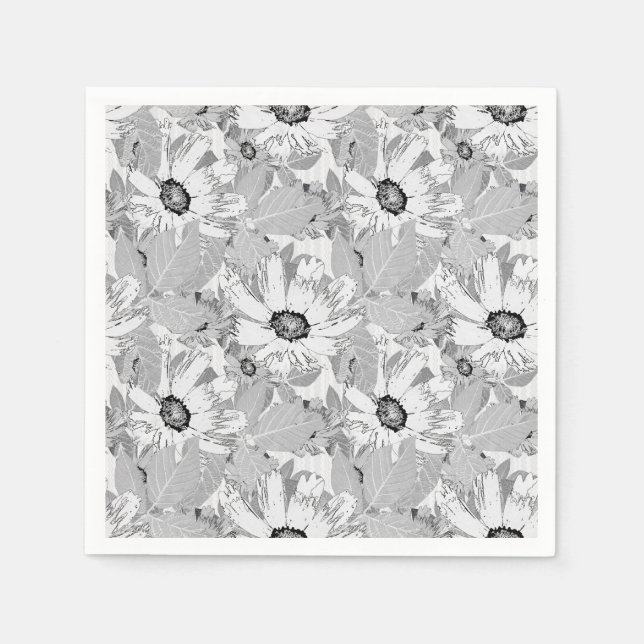 White flowers on light gray. napkins (Front)