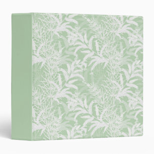 White flowers on light green. 3 ring binder