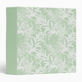 White flowers on light green. 3 ring binder