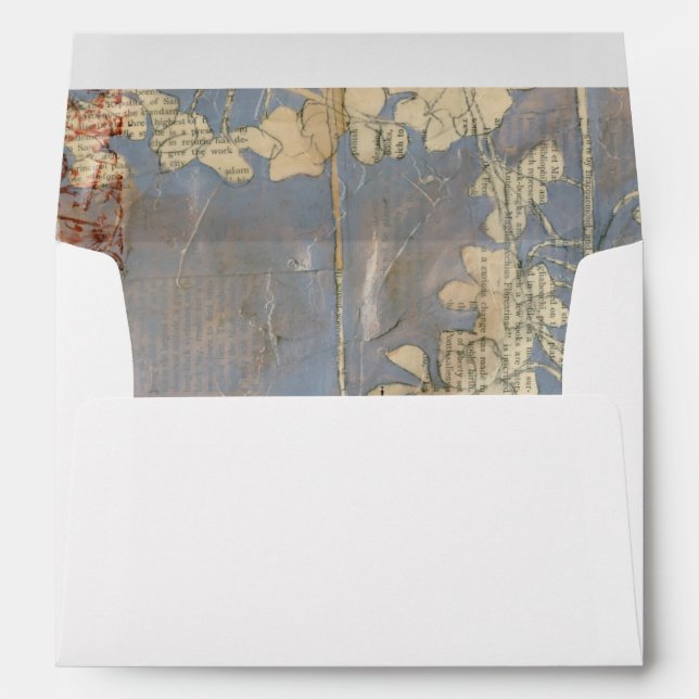 White Flowers on Newsprint Background Envelope (Back (Bottom))