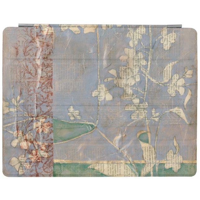 White Flowers on Newsprint Background iPad Smart Cover (Horizontal)