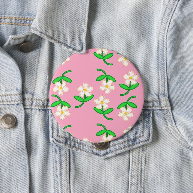 White flowers on pink button (In Situ)