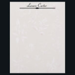 White Flowers on Taupe Personalized Letterhead<br><div class="desc">White,  vintage flowers on a taupe background create beautiful letterhead stationery.  Design is clear enough to be visible,  but light enough that it won't interfere with printing,  no matter how light the font.  The back is plain taupe,  the same shade as the front,  without the floral design.</div>
