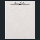 White Flowers on Taupe Personalized Letterhead<br><div class="desc">White,  vintage flowers on a taupe background create beautiful letterhead stationery.  Design is clear enough to be visible,  but light enough that it won't interfere with printing,  no matter how light the font.  The back is plain taupe,  the same shade as the front,  without the floral design.</div>