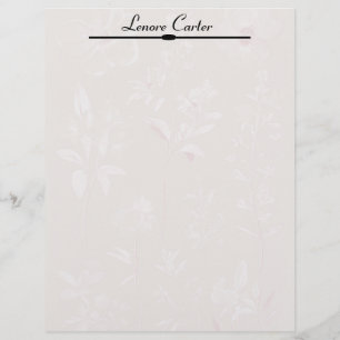 White Flowers on Taupe Personalized Letterhead