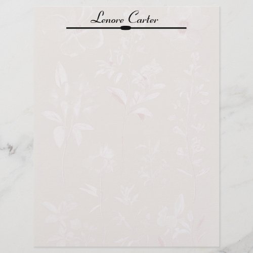 White Flowers on Taupe Personalized Letterhead