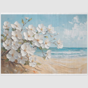 White Flowers on the Beach Oil Painting Tissue Paper