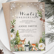 White Flowers Onederland Animals baby showe Invitation