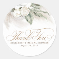 White Flowers Pampas Grass Boho Thank You
