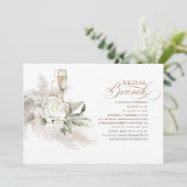 White Flowers Pampas Grass Greenery Bridal Brunch Invitation (Standing Front)