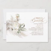 White Flowers Pampas Grass Greenery Bridal Brunch Invitation (Front)