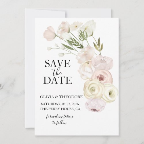 White Flowers Pampas Grass Greenery Succulent Save The Date