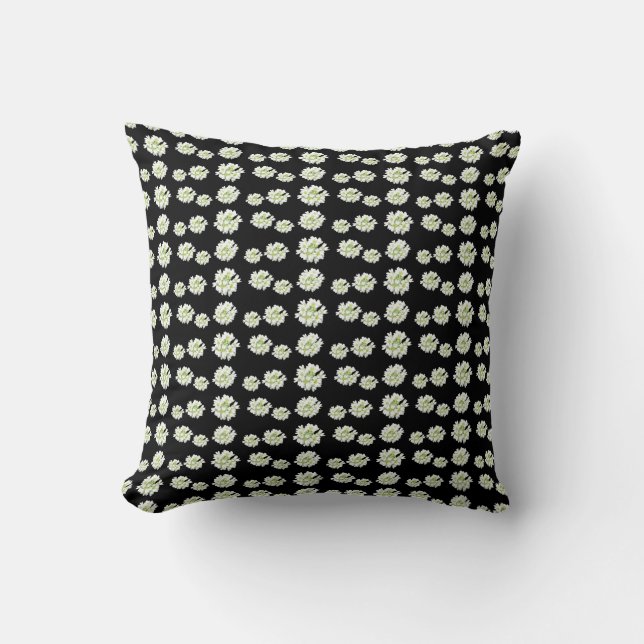 White Flowers Pattern Cust. Throw Pillow (Front)