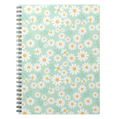 White flowers pattern notebook