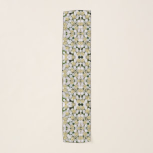 White Flowers Pattern Photo Chiffon Scarf