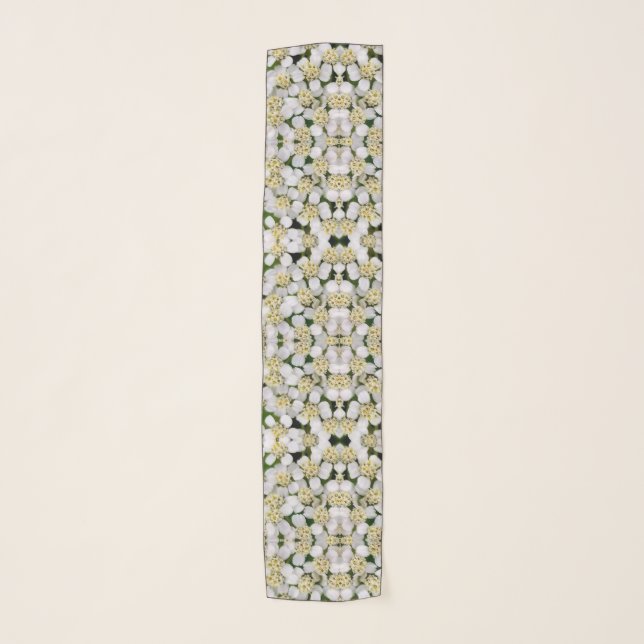 White Flowers Pattern Photo Chiffon Scarf (Front)