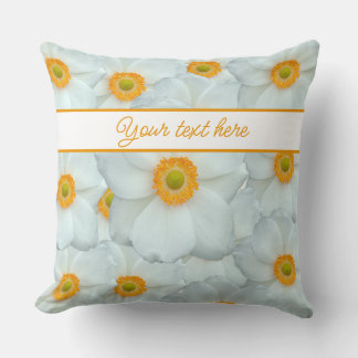 white flowers pattern throw pillow