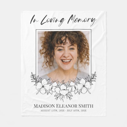 White Flowers Photo In Loving Memory Fleece Blanket