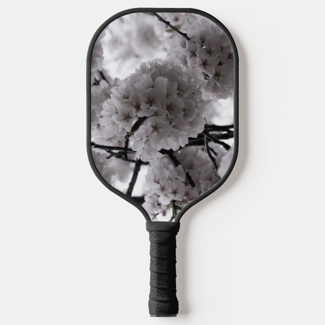 White Flowers Pickleball Paddle (Front)