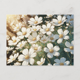 White flowers postcard