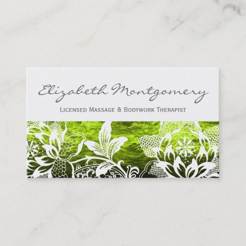 White Flowers Professional Massage Business Card