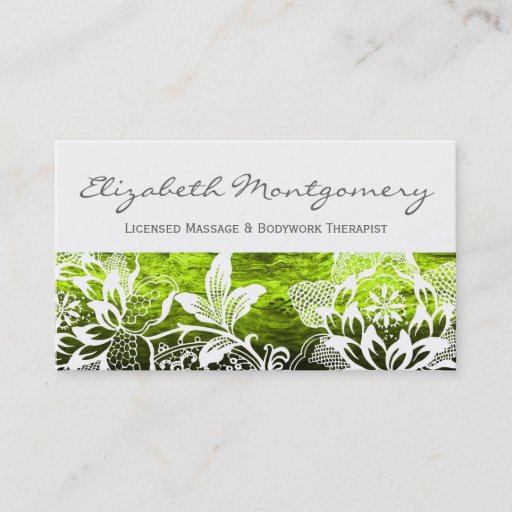 Customizable White Flowers Professional Massage Business Card