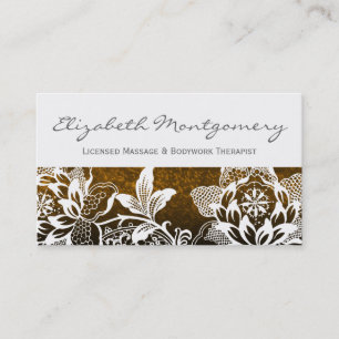 White Flowers Professional Massage Business Card